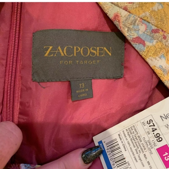 NWT ZAC POSEN Floral Brocade Bow Sleeveless Dress - Picture 8 of 8